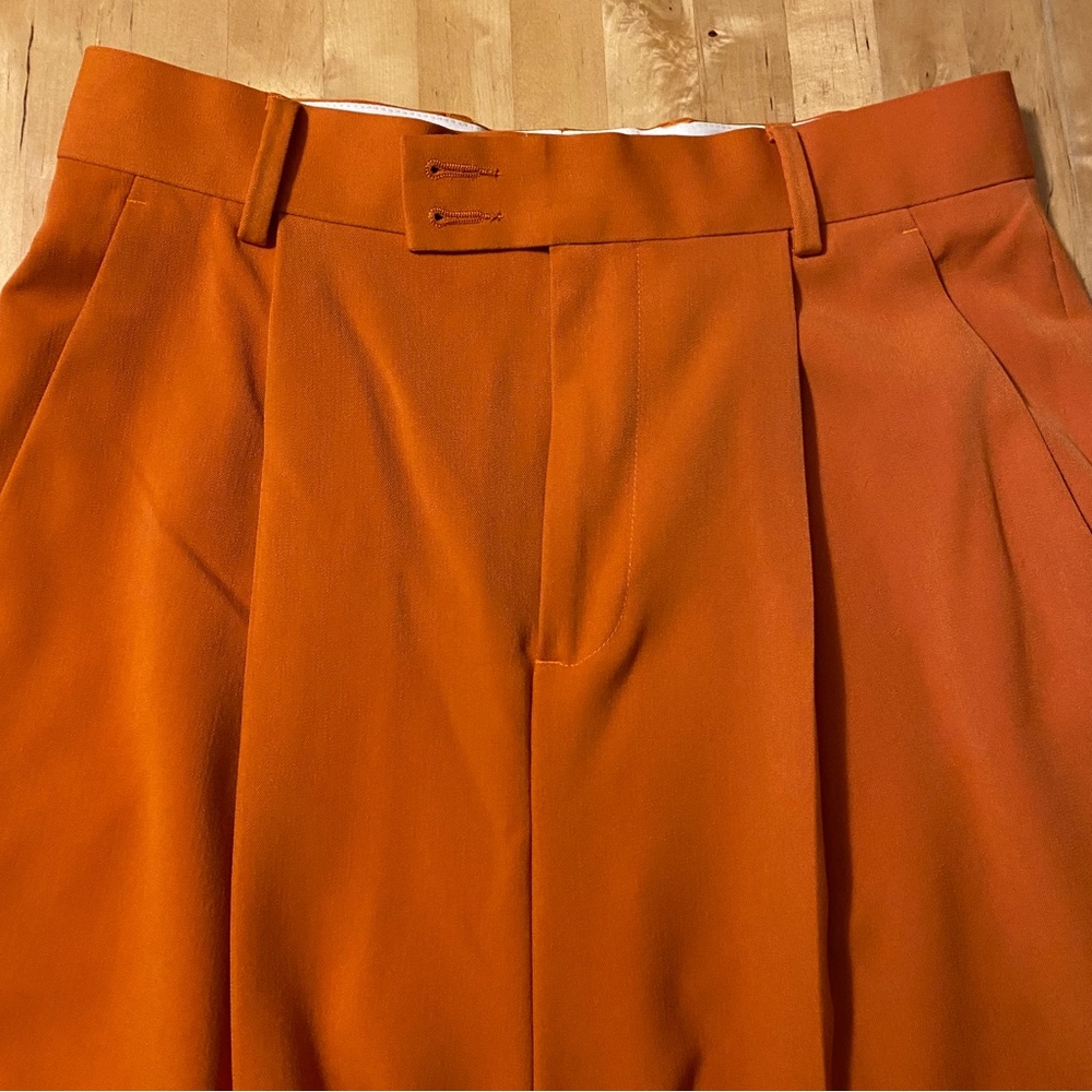 ASOS bright orange double pleated baggy high rise pants tapered 32 x 32 EUC